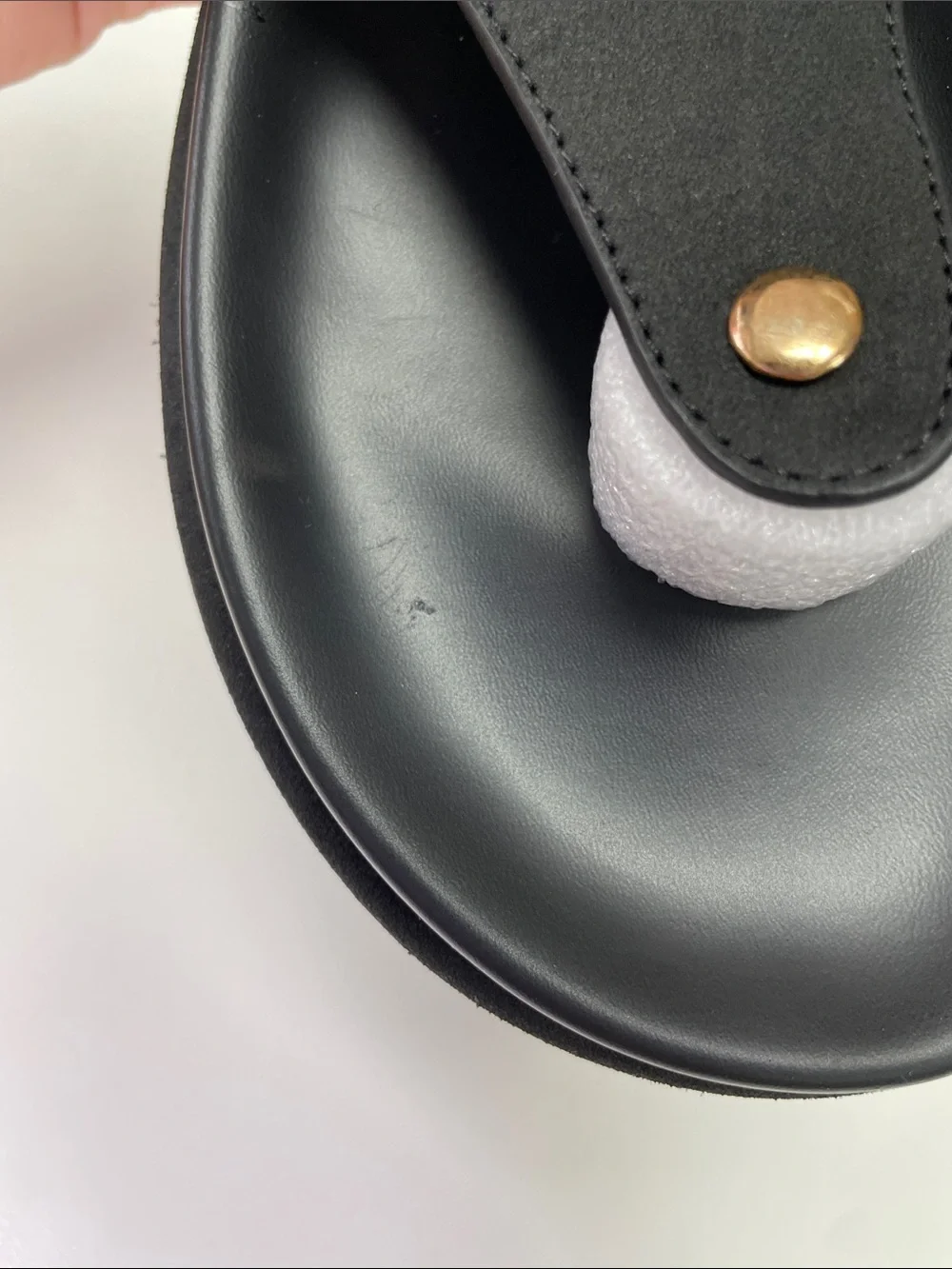 Women’s Black Thong Sandals with Gold Buckle Accent
